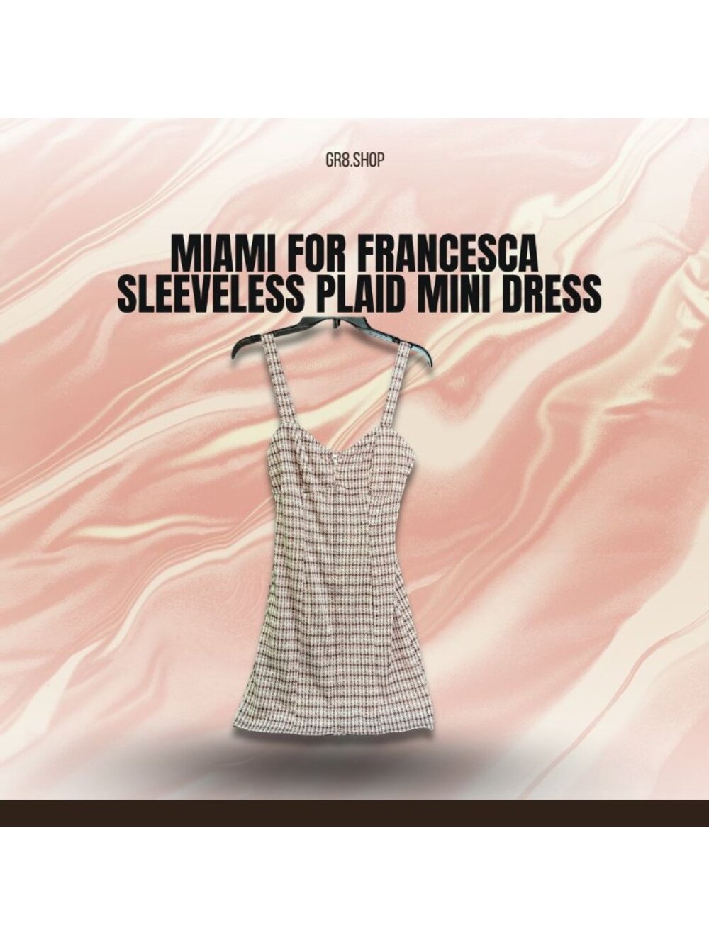 MIAMI For Francescas Sleeveless Plaid Mini Dress Size S Pink & White Houndstooth